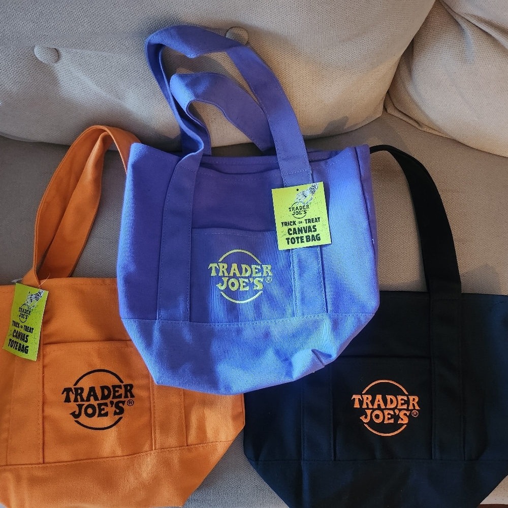 Trader Joe's Canvas Tote Bags - Purple, Orange, Black, And Multicolor (No Pic)